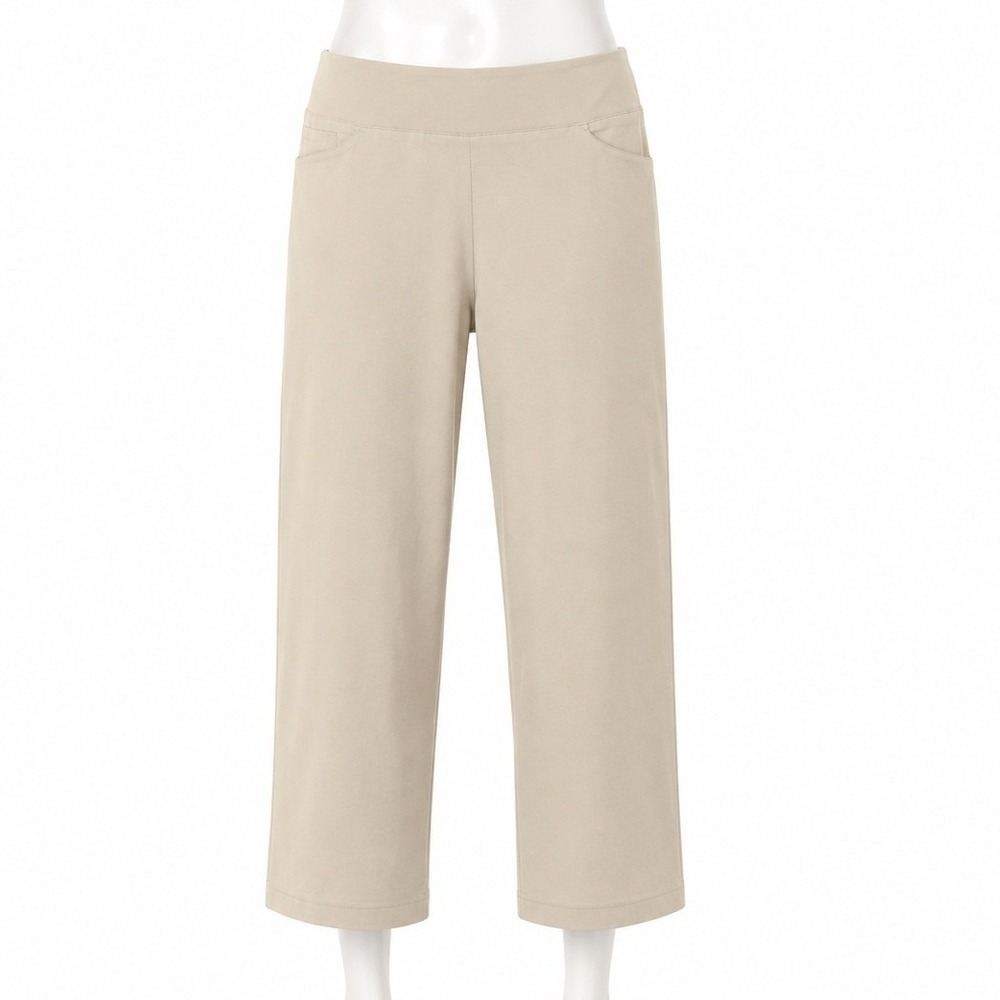 Charter Club Crop Pants Womens 12 Tan Beige Bella Blooms Straight Leg Pockets